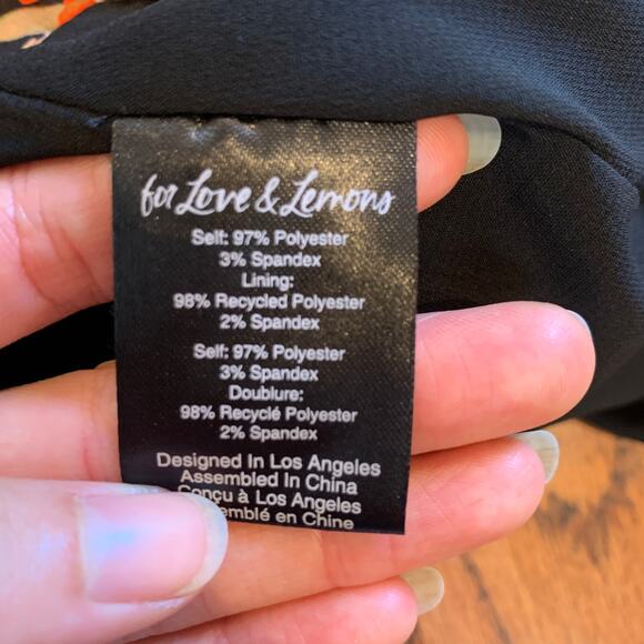 For Love & Lemons Gilles Floral Mini Skirt | Black Orange | Small - Picture 6 of 6